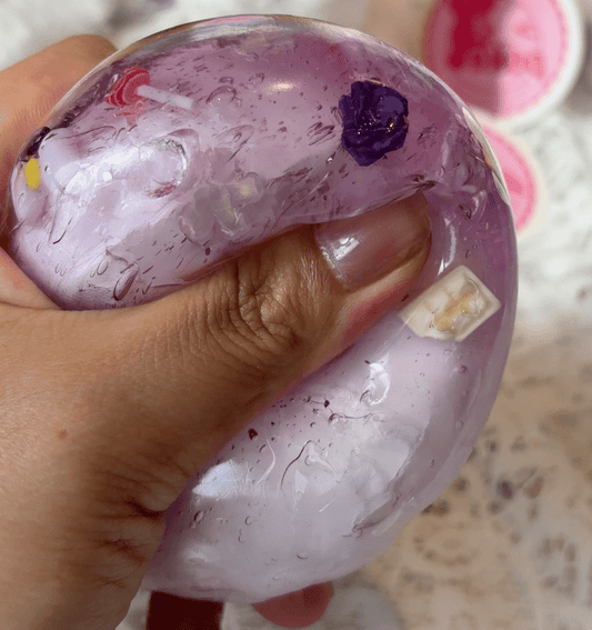 Purple Rose Lollipop Crispy Squishy Ball, Suction Stress Relief Toy - Poke >_<