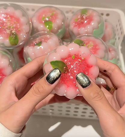 Aesthetic Guava Crispy Cake Squishy Toy, Handmade Fruit Squeeze Ball, Viral TikTok Fidget Toy for Stress Relief - Poke >_<