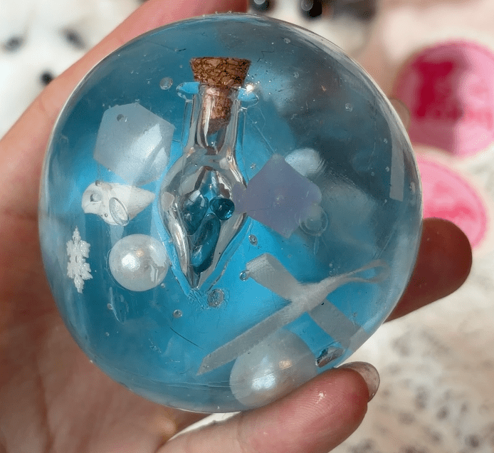 Handmade Blue Wish Bottle Squishy Ball, Stretchy Squeeze Toy - Poke >_<