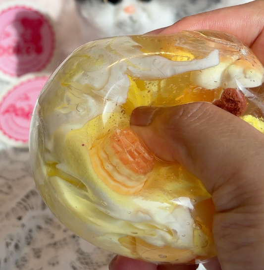Handmade Honey Waffle Squishy Ball, Stretchy Squeeze Toy - Poke >_<