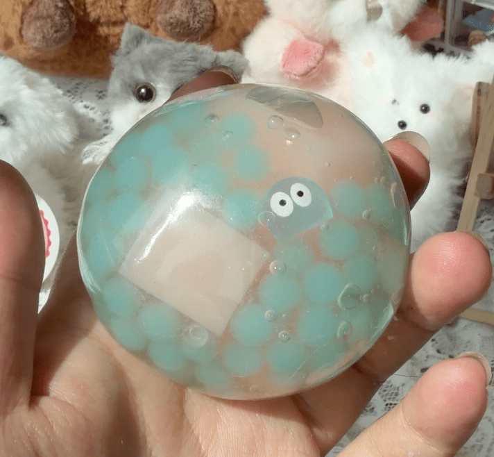 Handmade Mint Green Ghost Squishy Ball, Soft Water Feel Squeeze Toy - Poke >_<