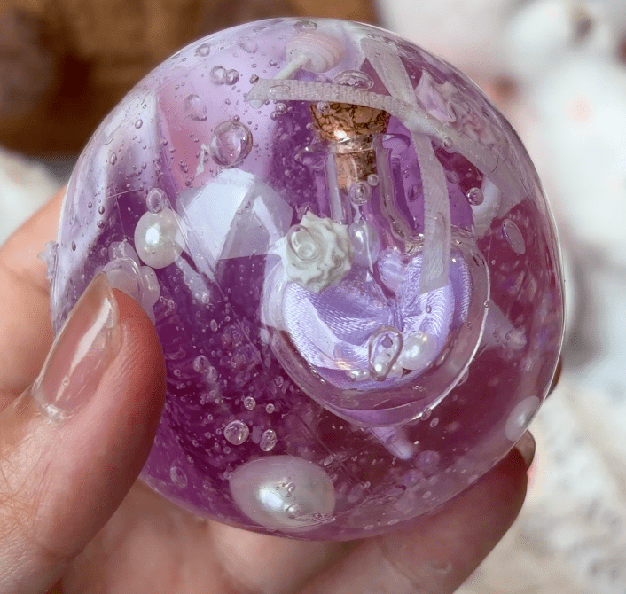 Handmade Purple Heart Wish Bottle Squishy Ball - Poke >_<