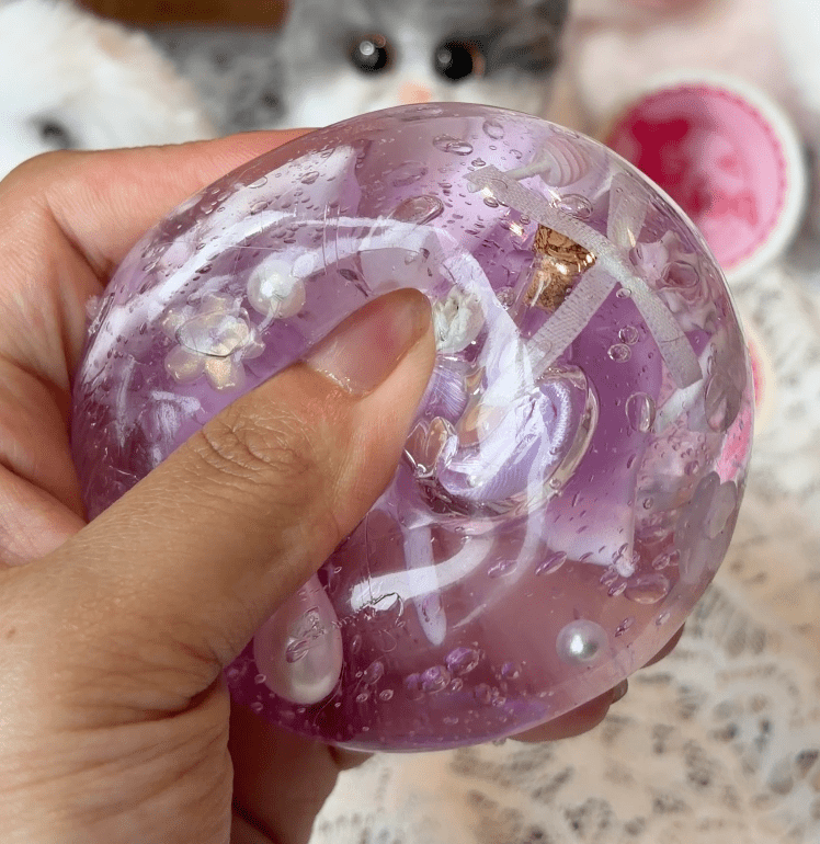 Handmade Purple Heart Wish Bottle Squishy Ball - Poke >_<