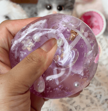 Handmade Purple Heart Wish Bottle Squishy Ball - Poke >_<