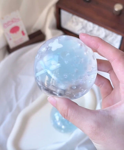 handmade squishy ball, stress relief ball, clear fidget toy, sensory stress ball, cute squeeze toy - Poke >_<