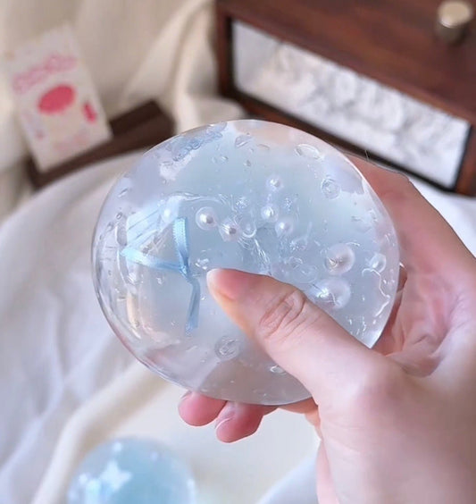 handmade squishy ball, stress relief ball, clear fidget toy, sensory stress ball, cute squeeze toy - Poke >_<
