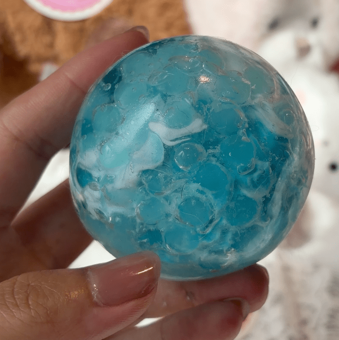 Ocean Blue Soft Particle Squishy Ball, Textured Stress Toy - Poke >_<