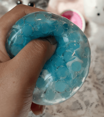 Ocean Blue Soft Particle Squishy Ball, Textured Stress Toy - Poke >_<