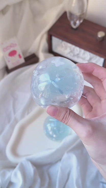 handmade squishy ball, stress relief ball, clear fidget toy, sensory stress ball, cute squeeze toy