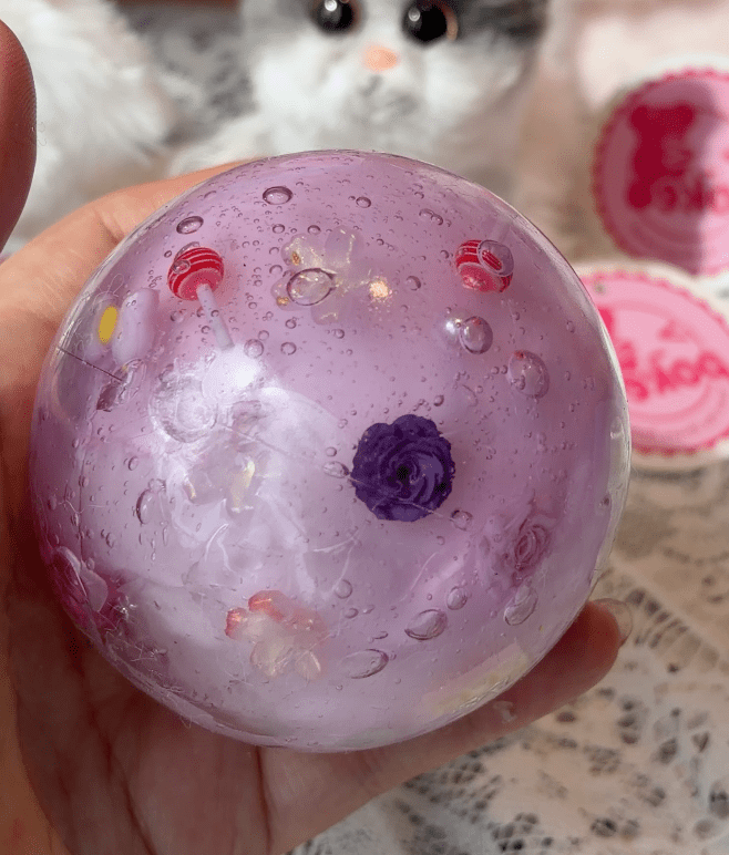 Purple Rose Lollipop Crispy Squishy Ball, Suction Stress Relief Toy - Poke >_<