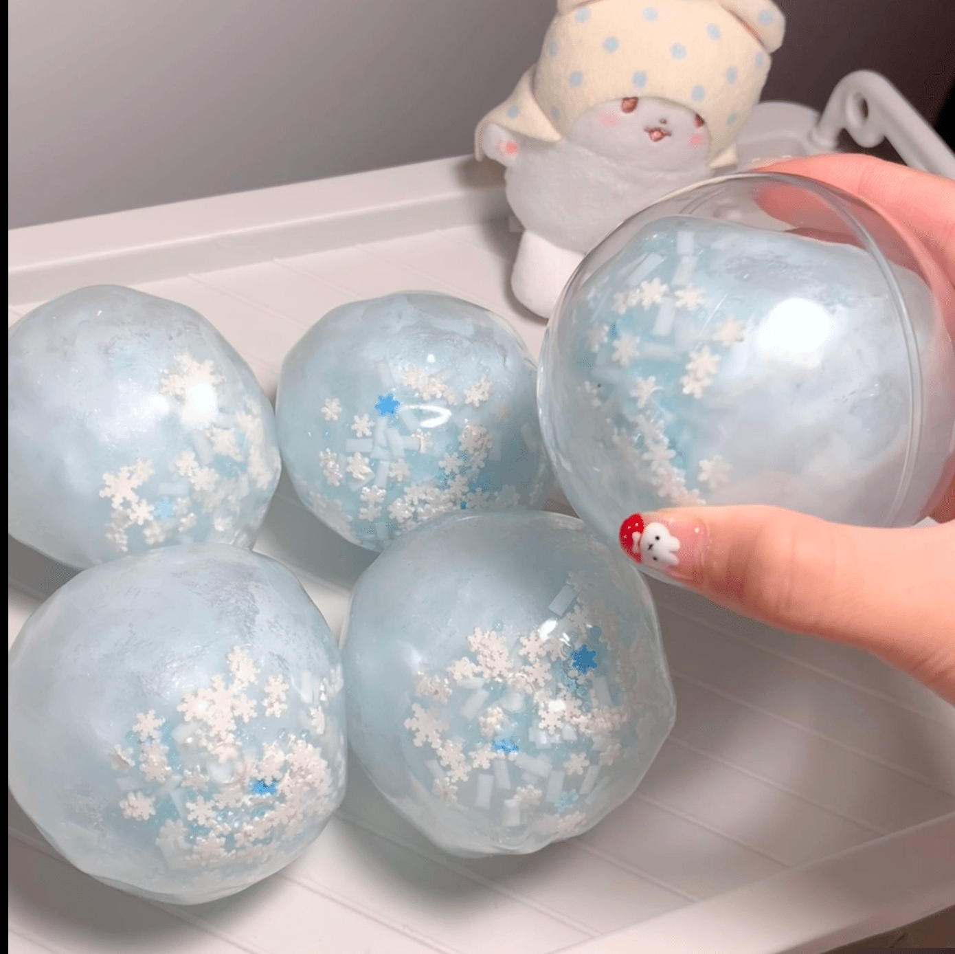 Snow Globe Crunchy Sensory Ball | “Snapable” Snowflake Fidget Toy for Stress Relief - Poke >_<