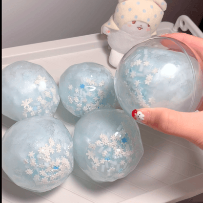 Snow Globe Crunchy Sensory Ball | “Snapable” Snowflake Fidget Toy for Stress Relief - Poke >_<