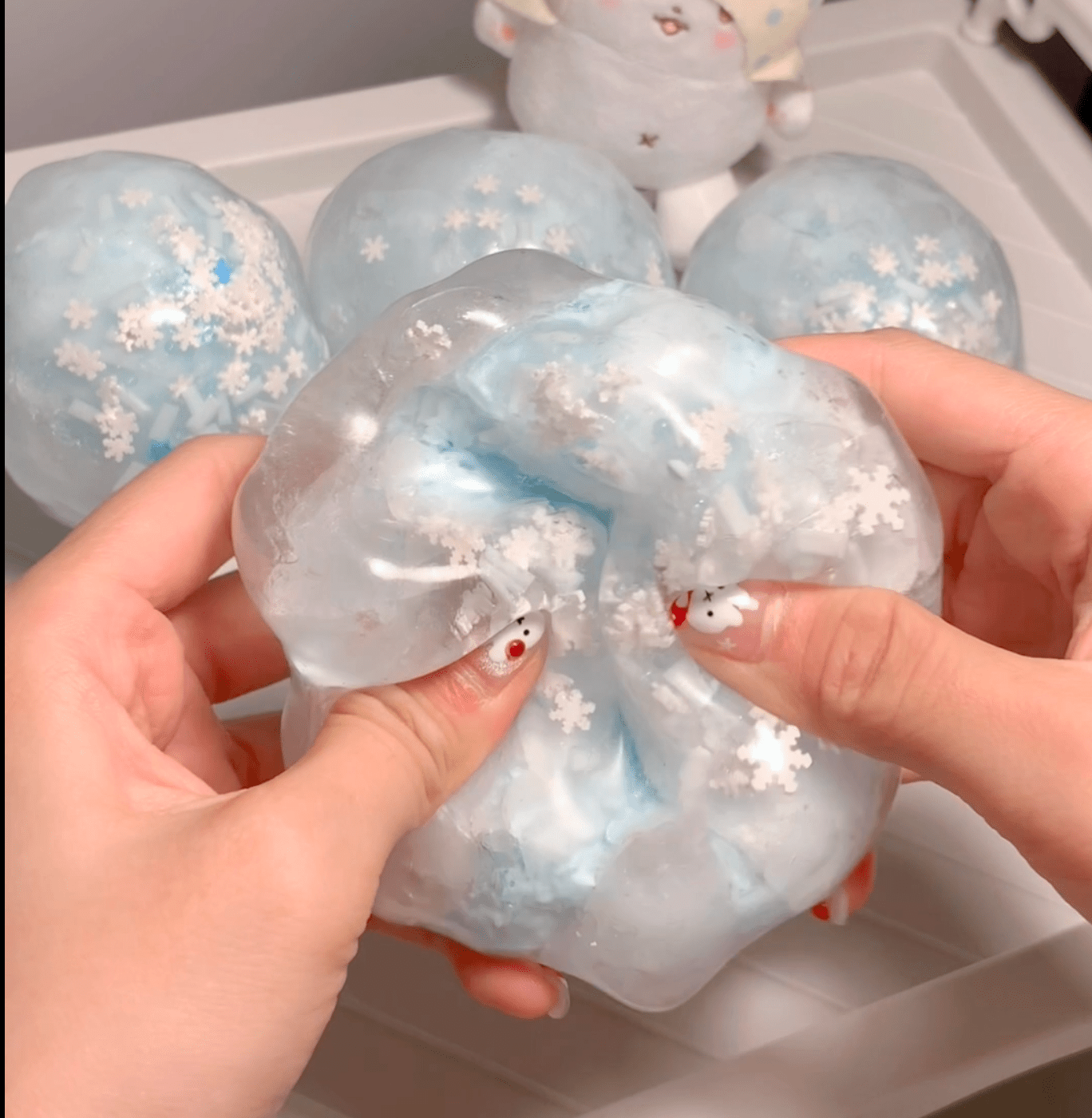Snow Globe Crunchy Sensory Ball | “Snapable” Snowflake Fidget Toy for Stress Relief - Poke >_<