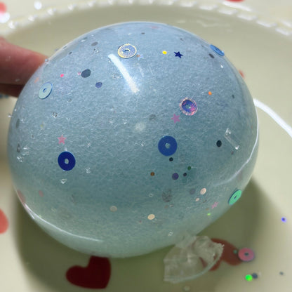 Viral Pastel Blue Snow‑Crunch Squishy, Light‑Force Ice‑Texture Handmade Squeeze Toy - Poke >_<